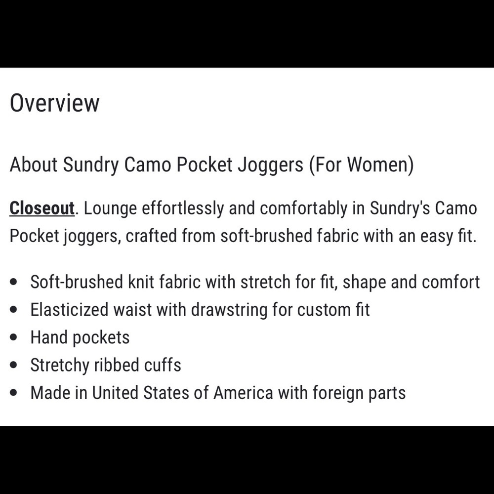 NWT Sundry Camo Pocket Joggers Moss - Picture 5 of 6